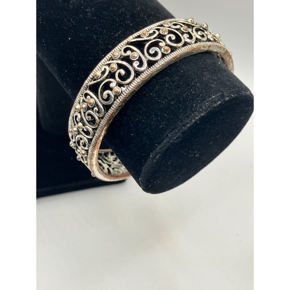 Silver-Tone Open Filigree Paisley Design 2 7/8 Inch Around Bangle Bracelet! - Picture 5 of 10